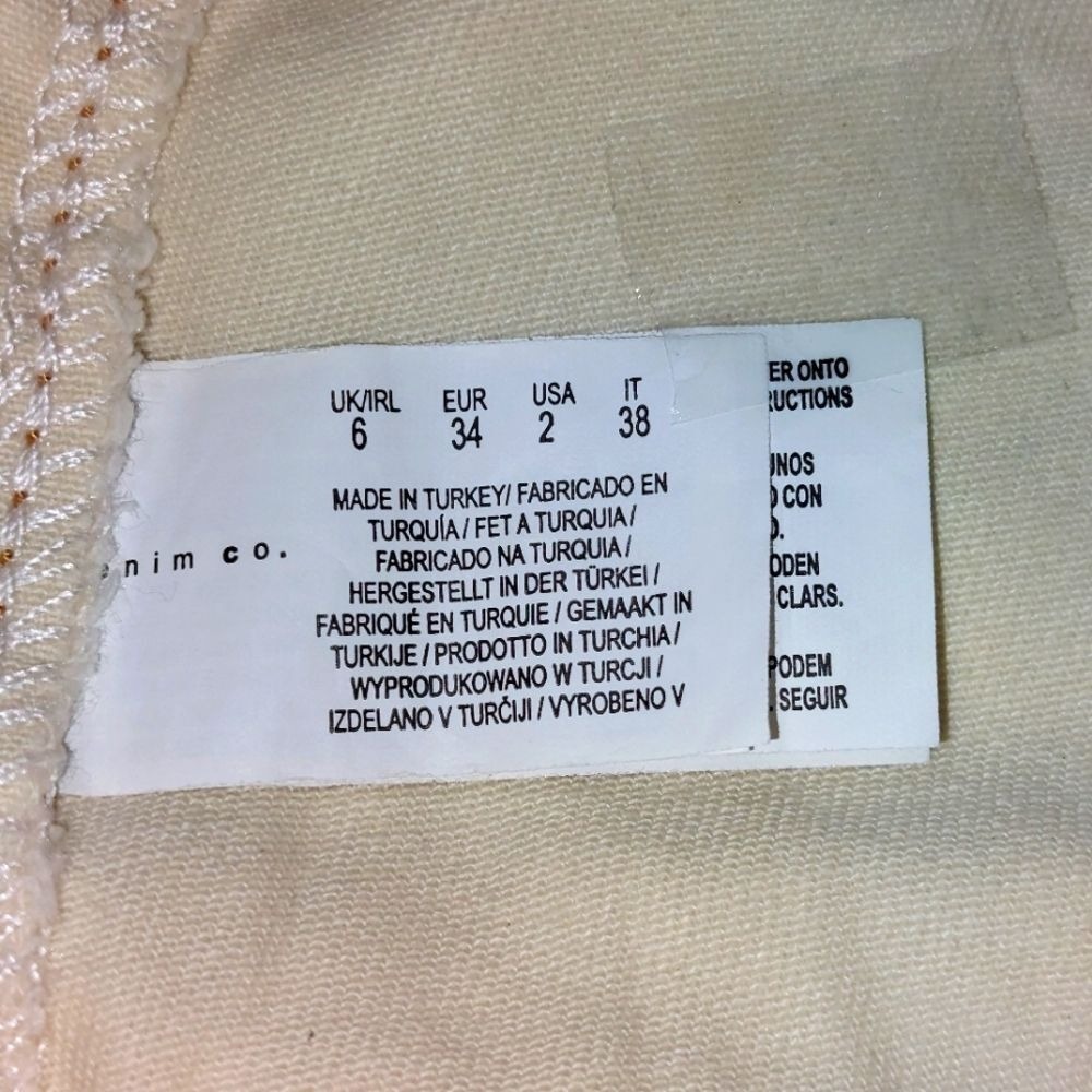 Denim Co. Women's 100% Cotton High Waist Wide Leg Cargo Jeans Cream Size 2 EUC - Picture 11 of 12